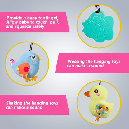 Baby Car Seat Toys, Activity Spiral Hangings Pram Toys, Plush Crib Toys with Squeaky for Boy or Girl, 0 Months up (Duck)